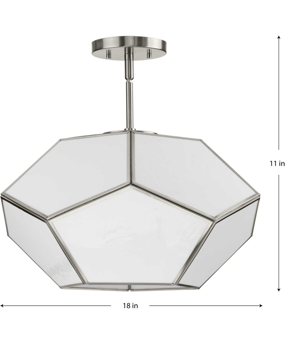 Latham 18 in. 3-Light Flush Mount Brushed Nickel
