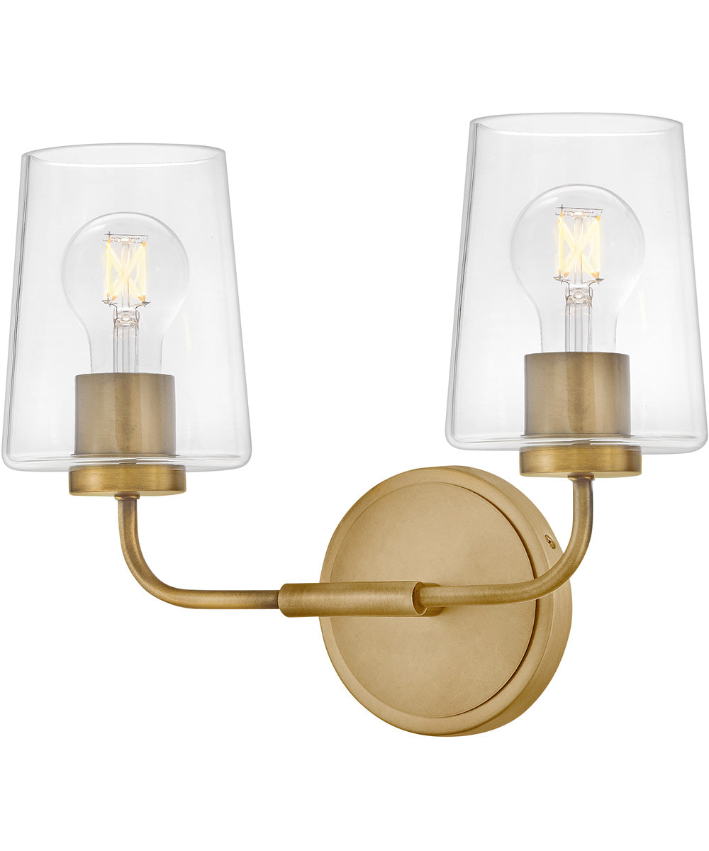 Kline 2-Light Small Two Light Vanity in Heritage Brass