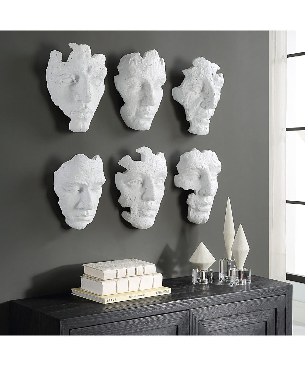 Self-Portrait White Mask Wall Decor, Set of 6