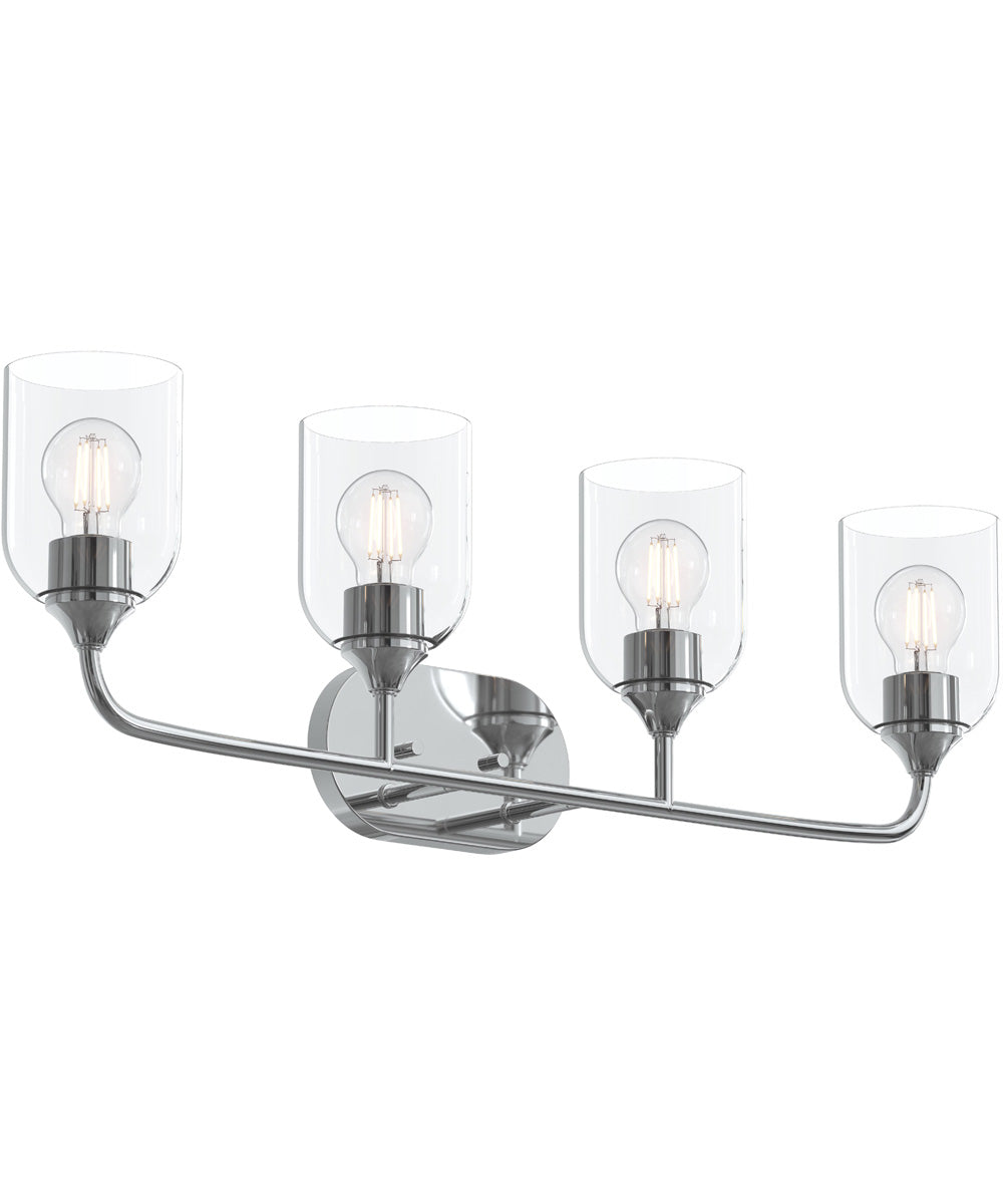 Ilia 4-Light Bath Vanity with Clear Glass Shade Polished Chrome
