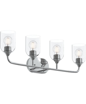 Ilia 4-Light Bath Vanity with Clear Glass Shade Polished Chrome