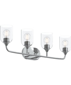 Ilia 4-Light Bath Vanity with Clear Glass Shade Polished Chrome