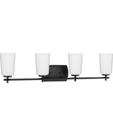 Adley 4-Light Etched Opal Glass New Traditional Bath Vanity Light Matte Black