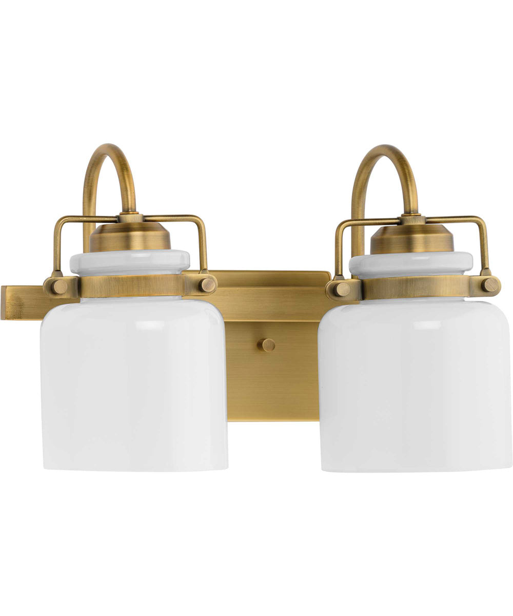 Fessler 2-Light Opal Glass Farmhouse Bath Light Vintage Brass