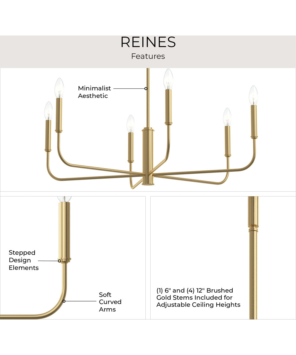 Reines 6-Light Large Chandelier Brushed Gold