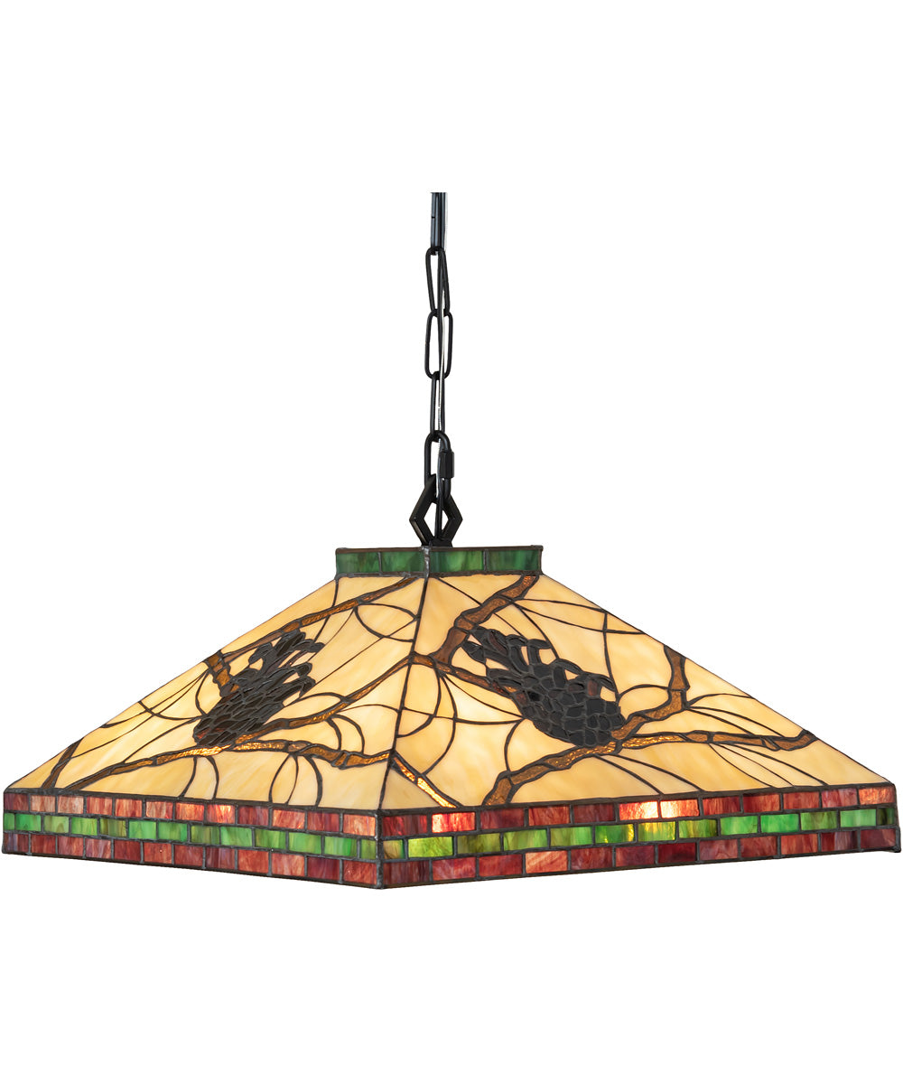 17" Square Pinecone Mission Pendant