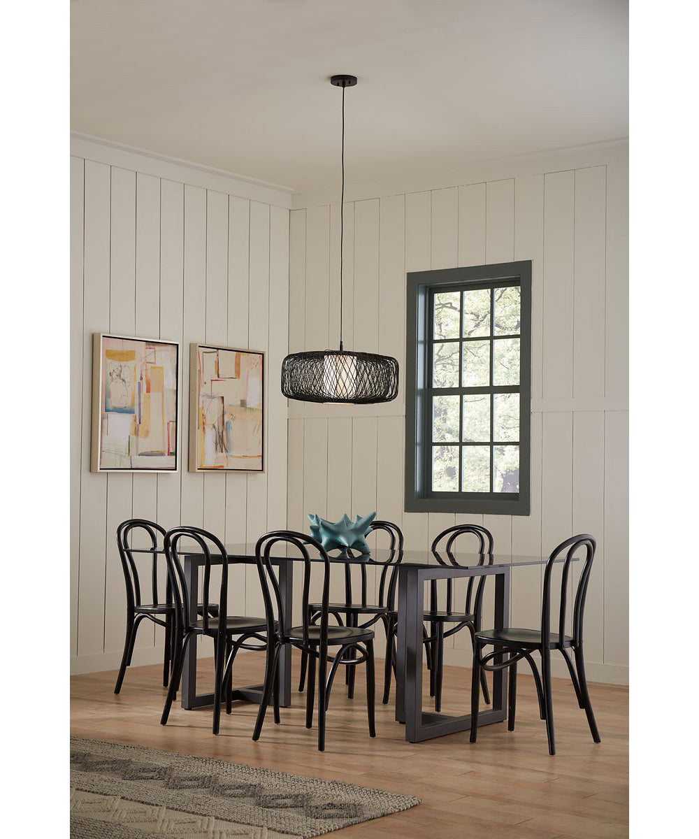Cordova 1-Light Large Pendant Black Rattan