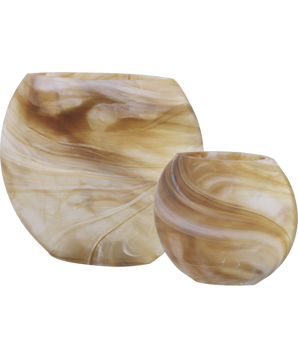 Fusion Swirled Caramel & Ivory Vases, Set of 2