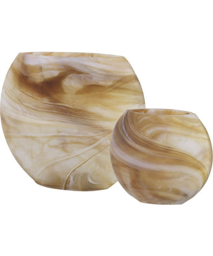 Fusion Swirled Caramel & Ivory Vases, Set of 2