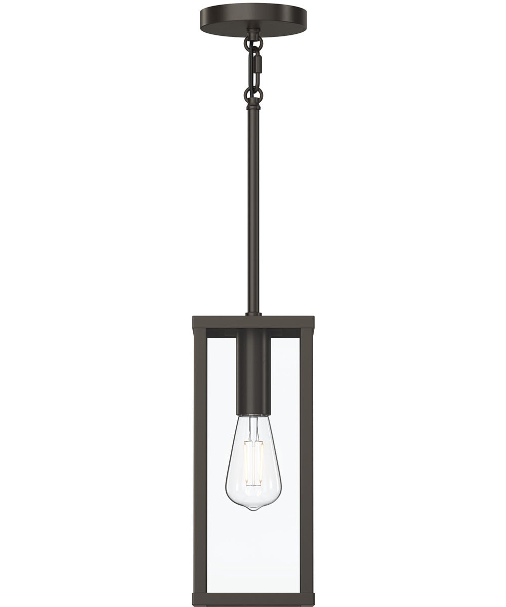 Ryle 1-Light Outdoor Pendant Light with Clear Glass Panels Antique Bronze