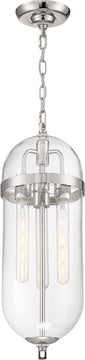 8"W Fathom 3-Light Pendant Polished Nickel / Clear
