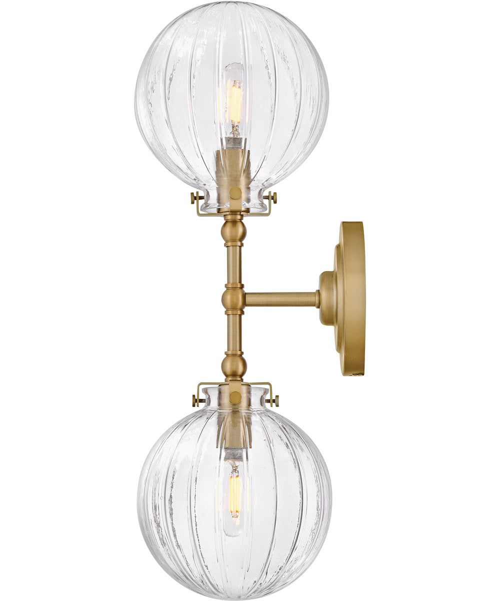 Helene 2-Light Medium Two Light Sconce in Lacquered Brass