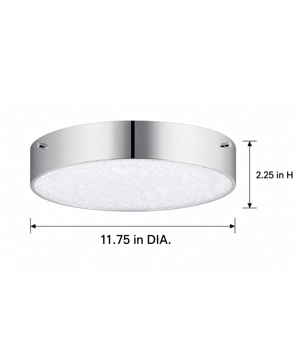 12"w Crystal Moon 1-Light LED Flush Mount Chrome Finish with Clear Cubic Zirconia Glass Shade