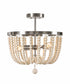 Dumas 16"W 3-Light Brushed Steel Finish Weathered White Wood Bead Semi Flush by KenroyHome