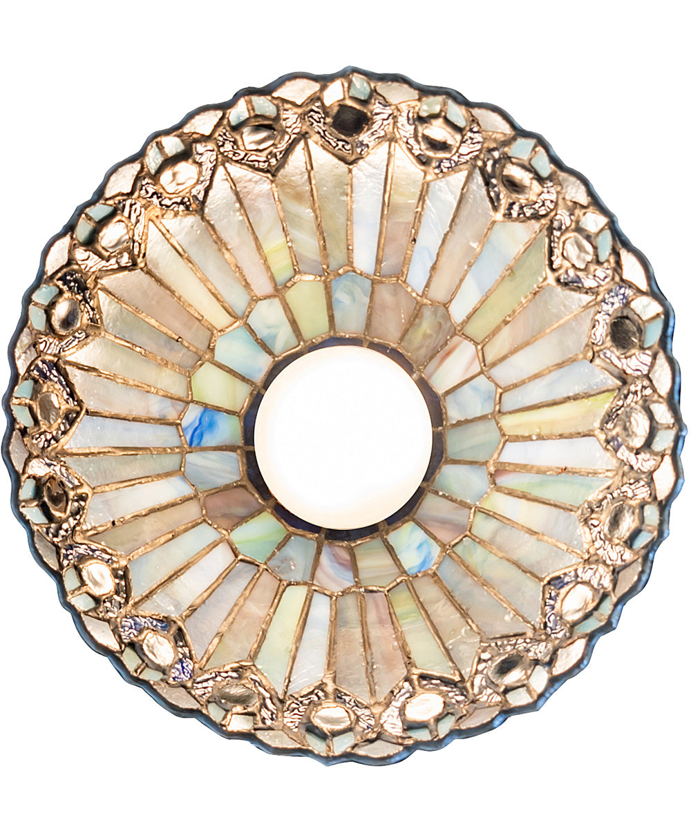 8" Wide Tiffany Jeweled Peacock Flushmount