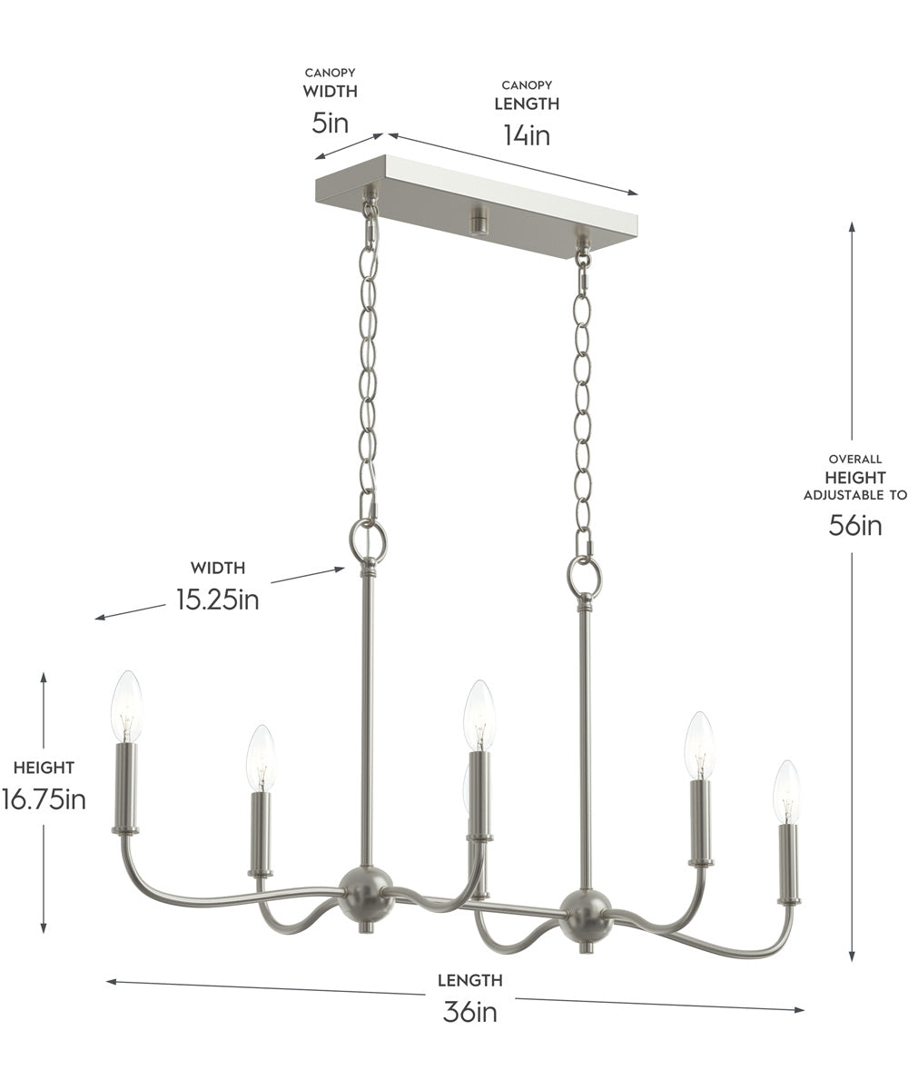 Ilia 6-Light Island Chandelier Brushed Nickel