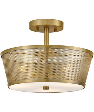 Cash 3-Light Medium Semi-Flush Mount in Lacquered Brass