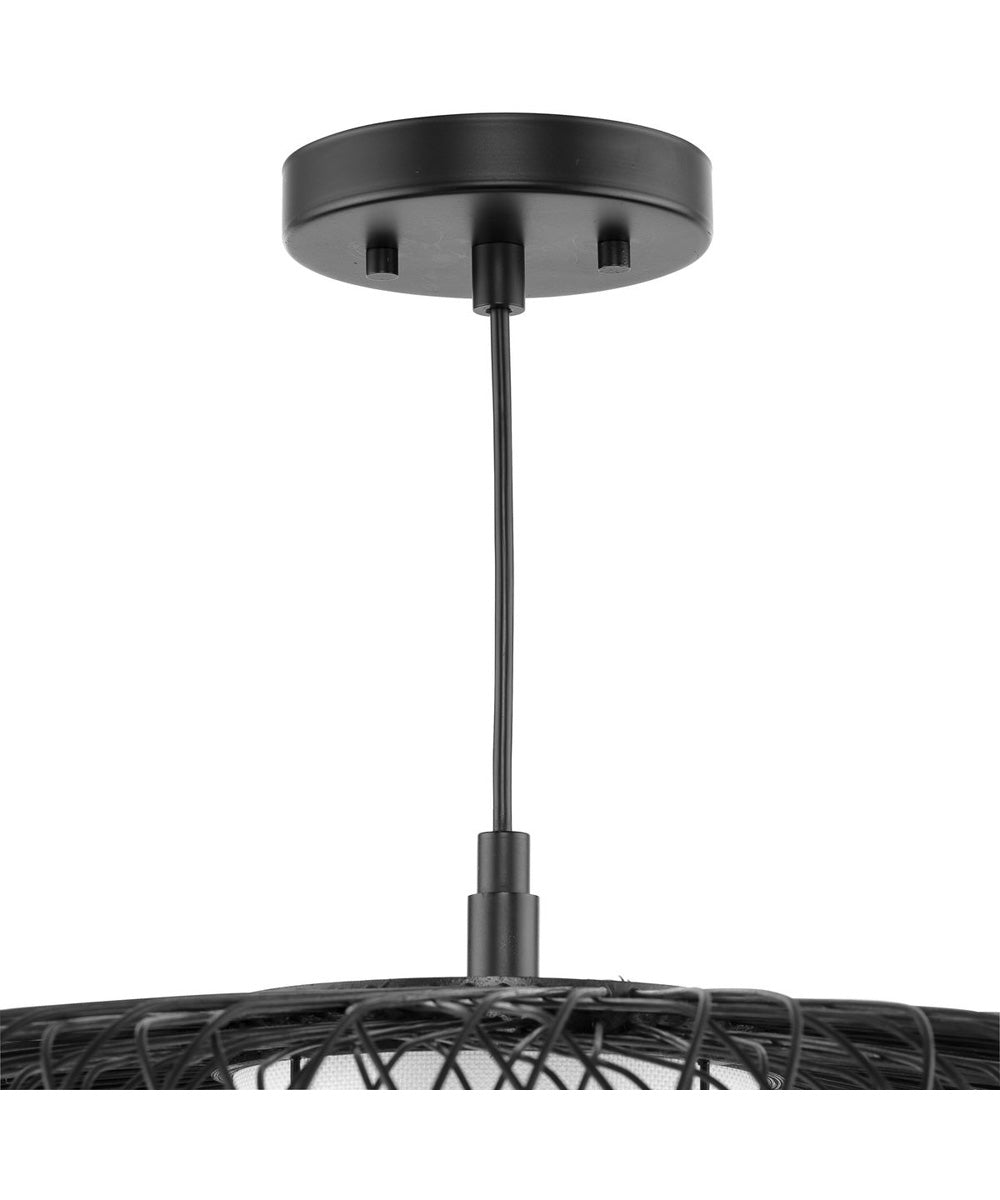 Cordova 1-Light Large Pendant Black Rattan