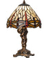 12" High Tiffany Hanging Head Dragonfly Cherub Accent Lamp