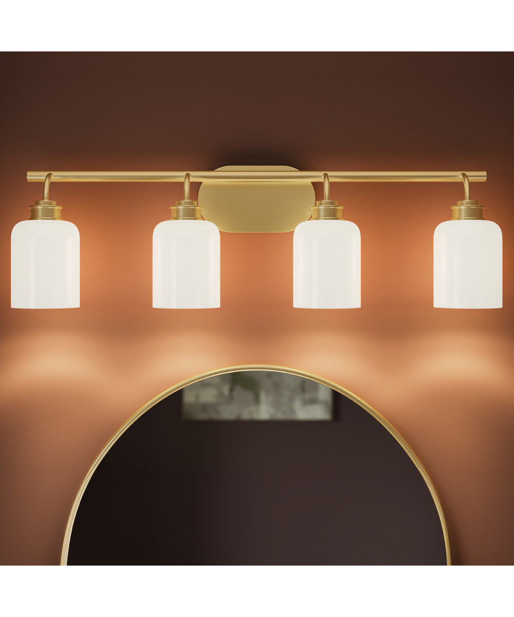 Reines 4-Light Bath Vanity with Opal Glass Shades Brushed Gold