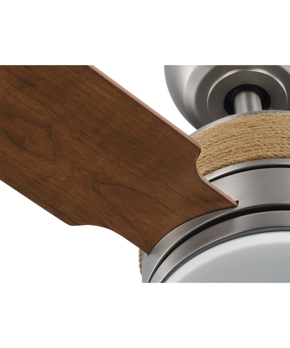 Shaffer II 56 in. 4-Blade Ceiling Fan with Integrated LED Lamped Light Natural Jute Accents Antique Nickel