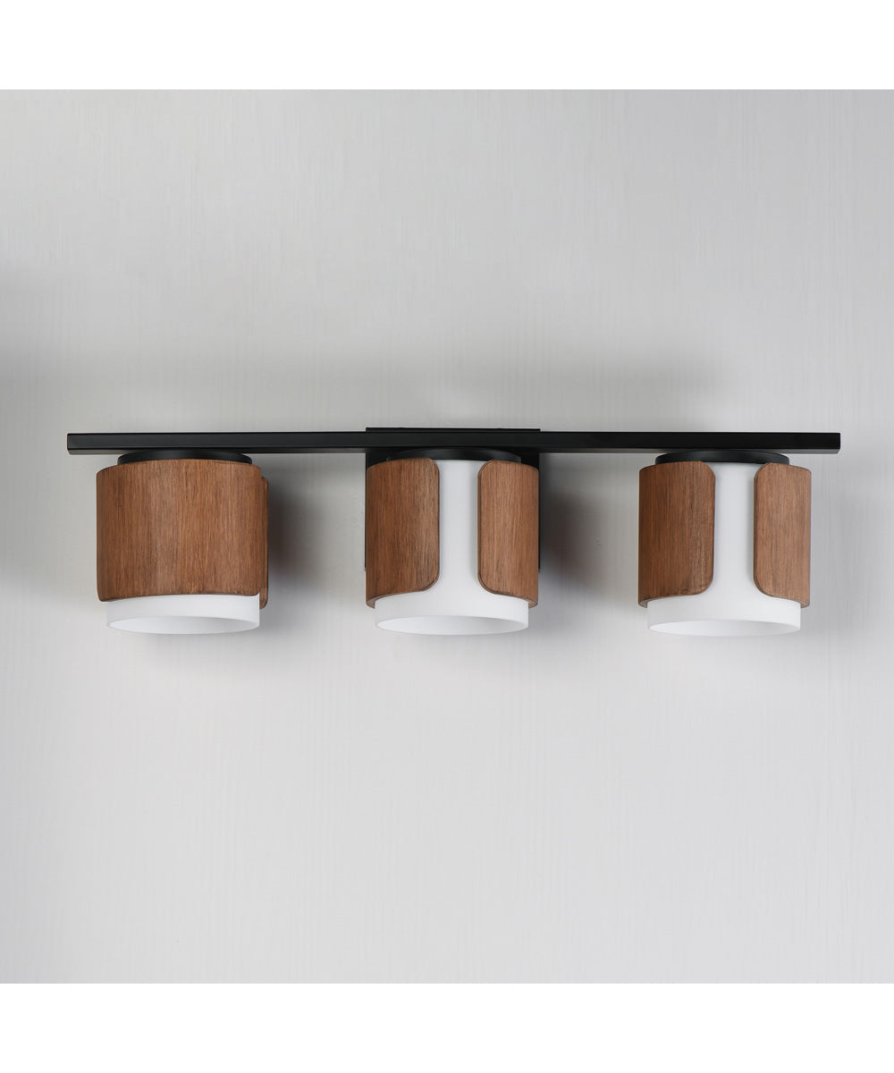 Draughtsman 3-Light Bath Vanity Walnut / Black