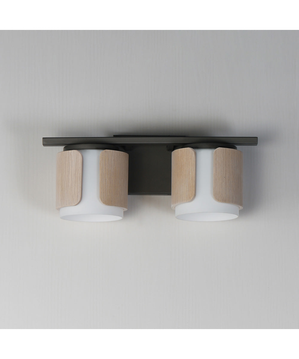 Draughtsman 2-Light Bath Vanity Natural Wood/Charcoal