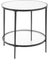 Accent Furniture with Tempered Glass and Mirror Satin Black