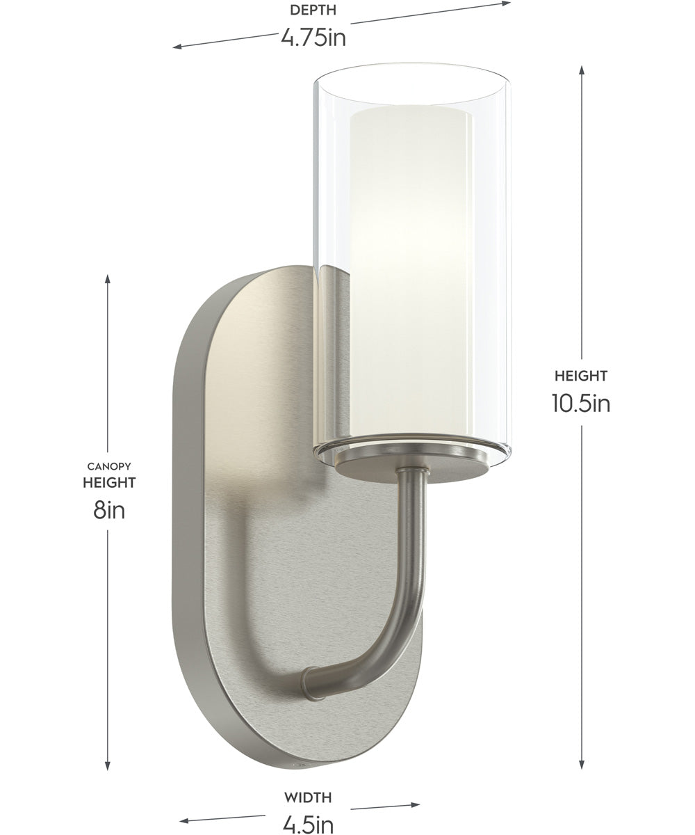 Mack 1-Light Wall Sconce with Layered Glass Shade Brushed Nickel