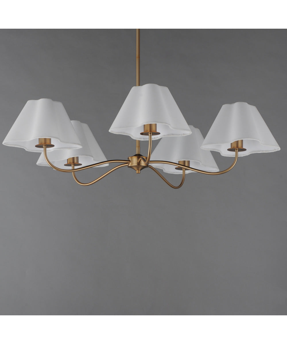 Saxon 5-Light Chandelier Natural Aged Brass