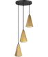 Rizzo 3-Light Pendant Black / Antique Brass