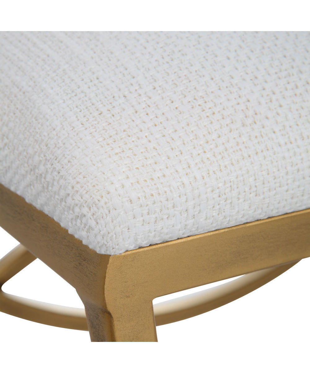 Accent Stool in Antique Brusehd Brass with Cushion