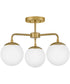 Julep 3-Light Medium Semi-Flush Mount in Lacquered Brass