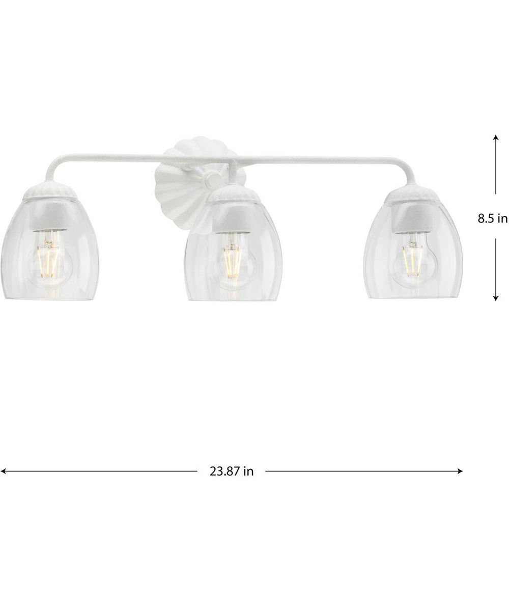 Quillan 3-Light Transitional Bath & Vanity Light White Plaster