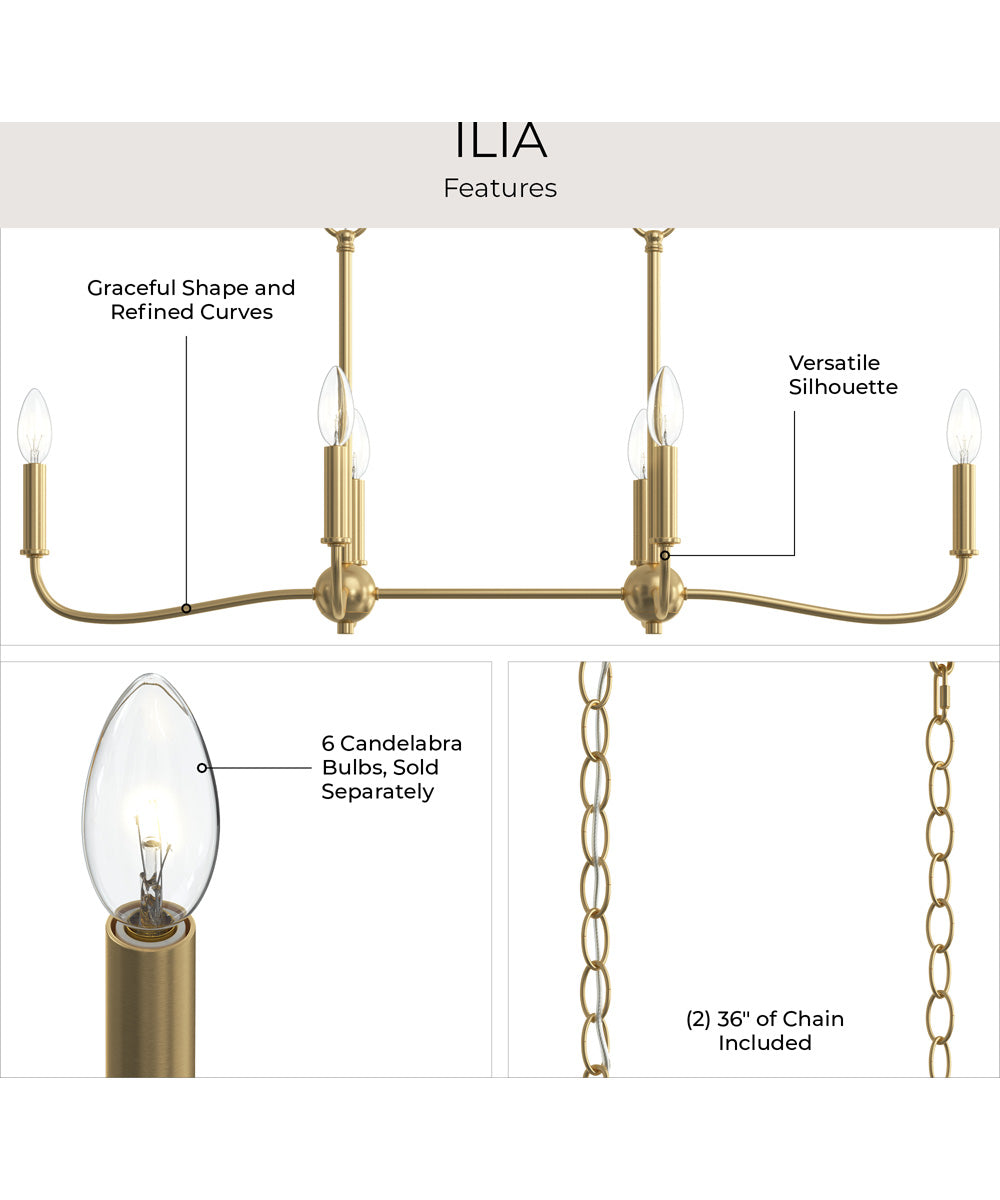 Ilia 6-Light Island Chandelier Brushed Gold