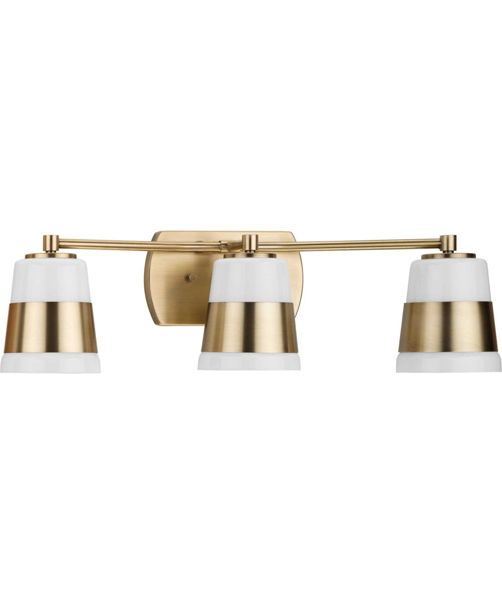Haven 3-Light Opal Glass Luxe Industrial Bath Light Vintage Brass
