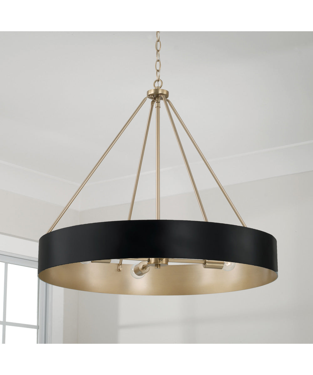 Weller 4-Light Chandelier Matte Brass and Black