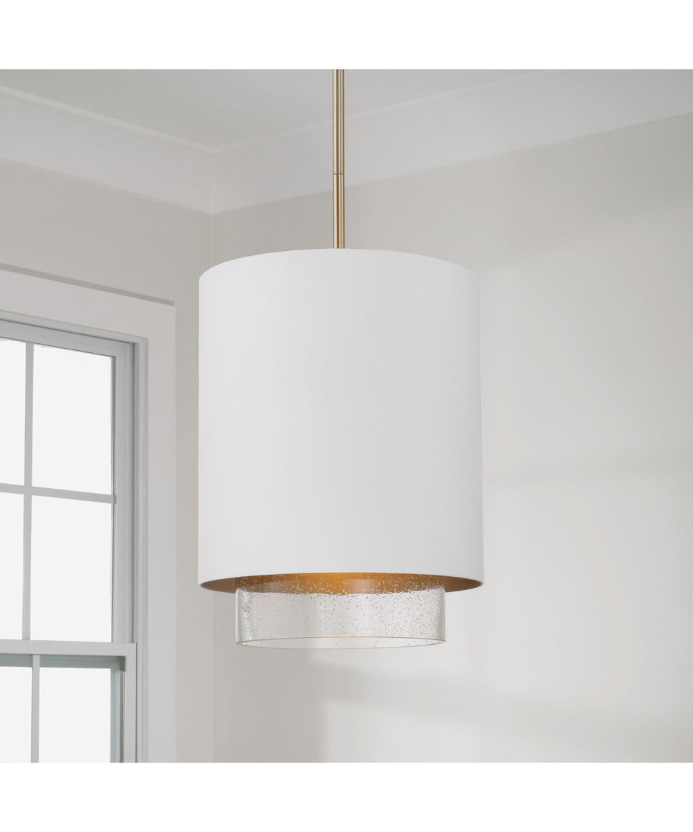 Weller 1-Light Pendant Matte Brass and White