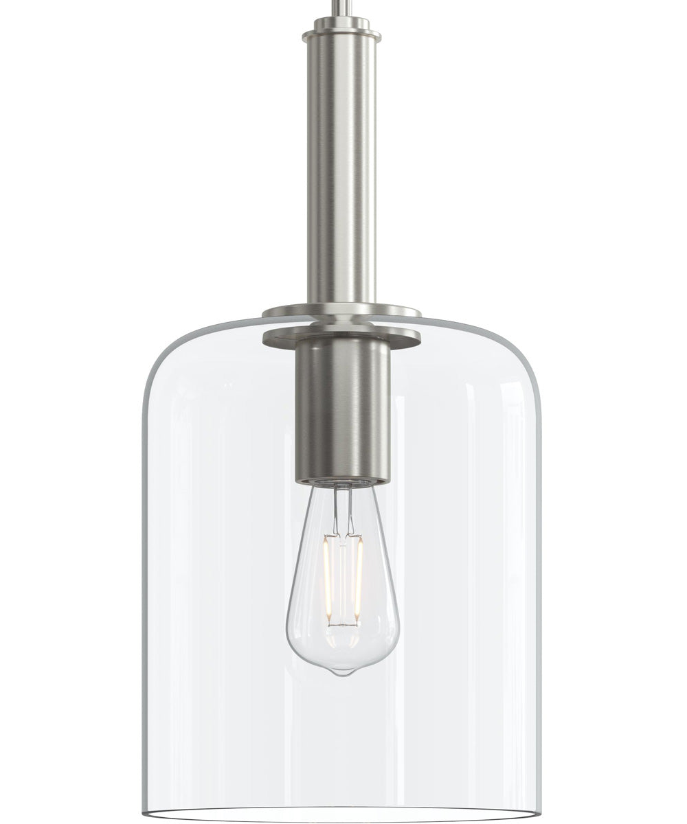 Reines 1-Light Pendant with Clear Glass Shade Brushed Nickel