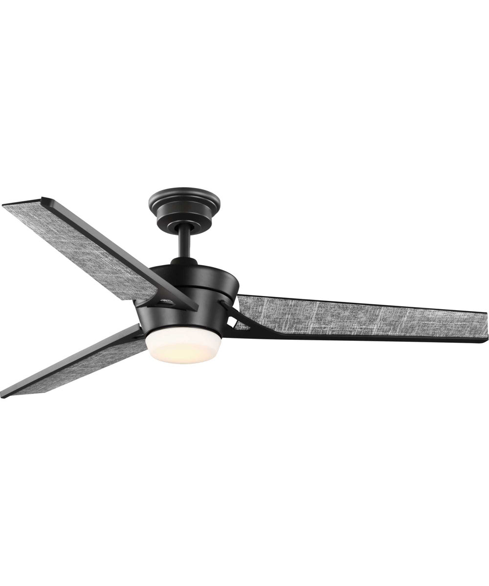 Kasota 56" 3-Blade Charcoal Linen/Indoor/Outdoor LED DC Motor Modern Ceiling Fan Graphite