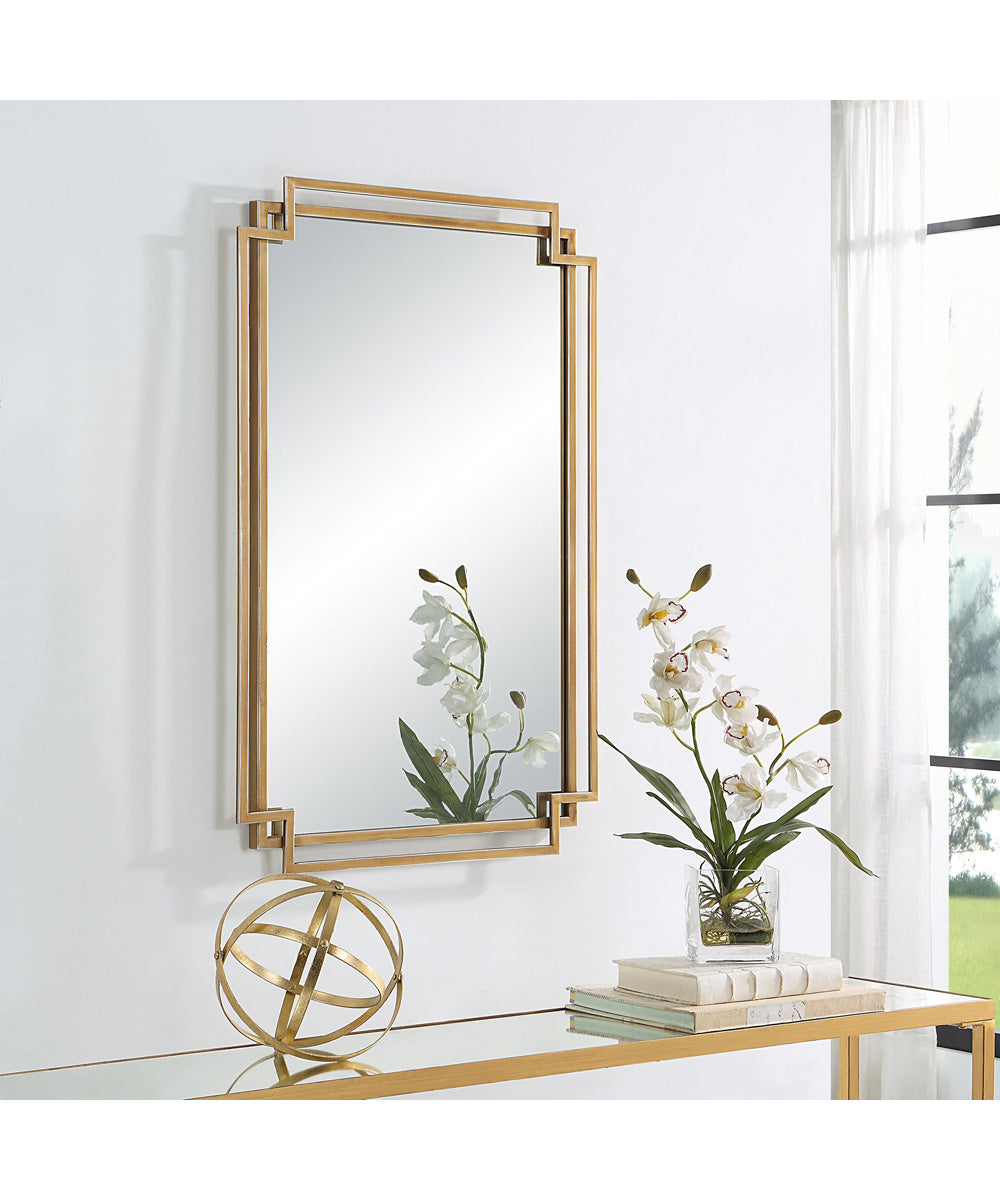 22x34" Wall Mirror in Brushed Gold with Subtle Silver