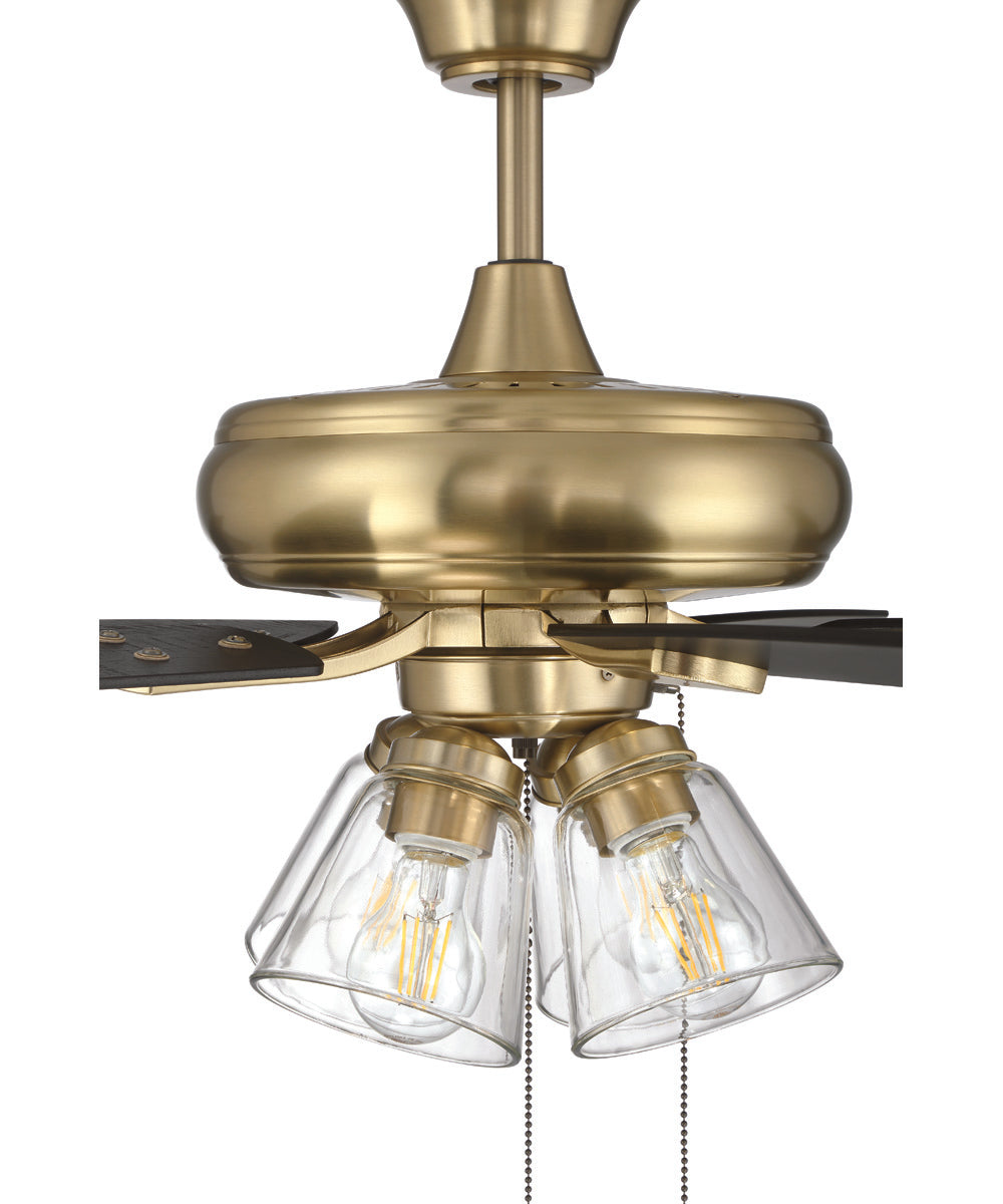 Eos Clear 4 Light 4-Light Fan Satin Brass