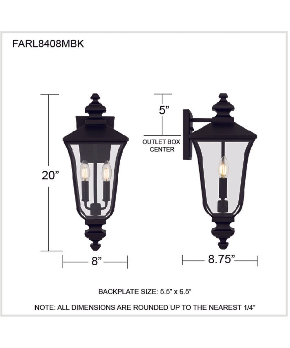 Farley 2-light Outdoor Wall Light Matte Black