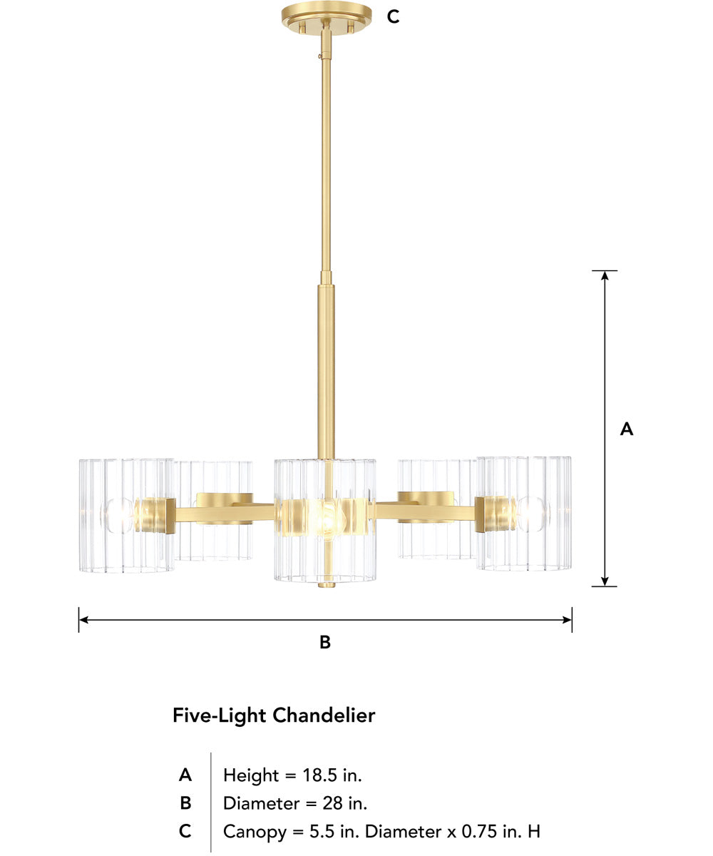 Aries 5 Light Chandelier  Brushed Gold