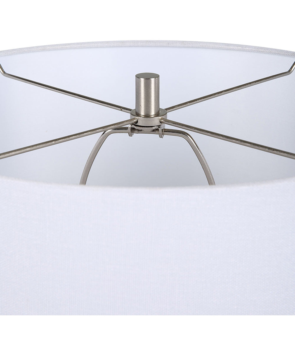 Coastal Woven Rattan Table Lamp with White Linen