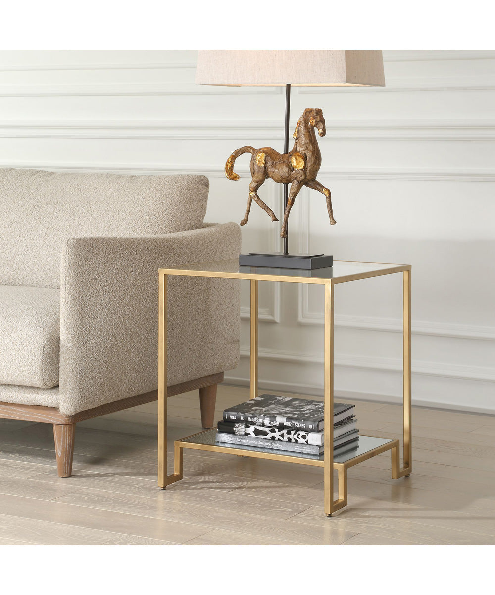 Accent Furniture with Tempeered Glass Top and Mirror Antique Gold