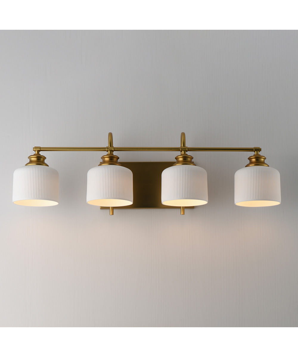 Bisque 4-Light Bath Vanity Natural Aged Brass