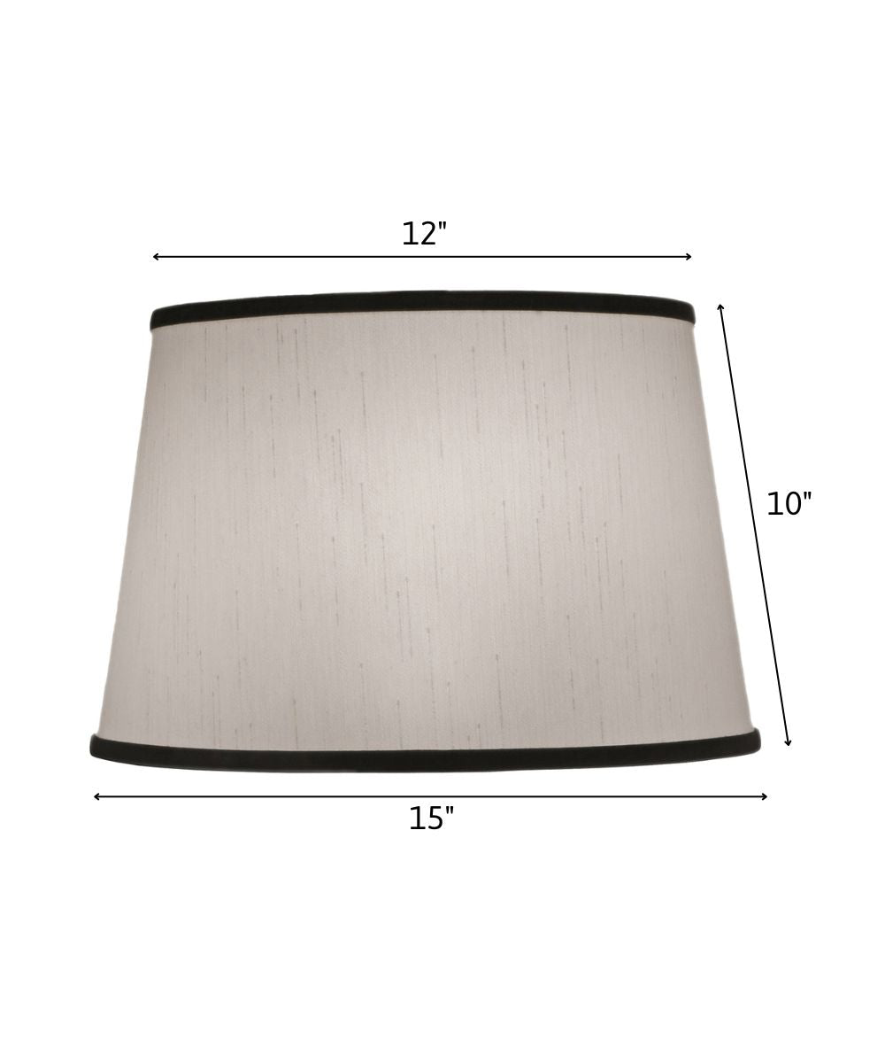 12x15x10 Global White with Black Trim Tapered Drum Hardback Lampshade