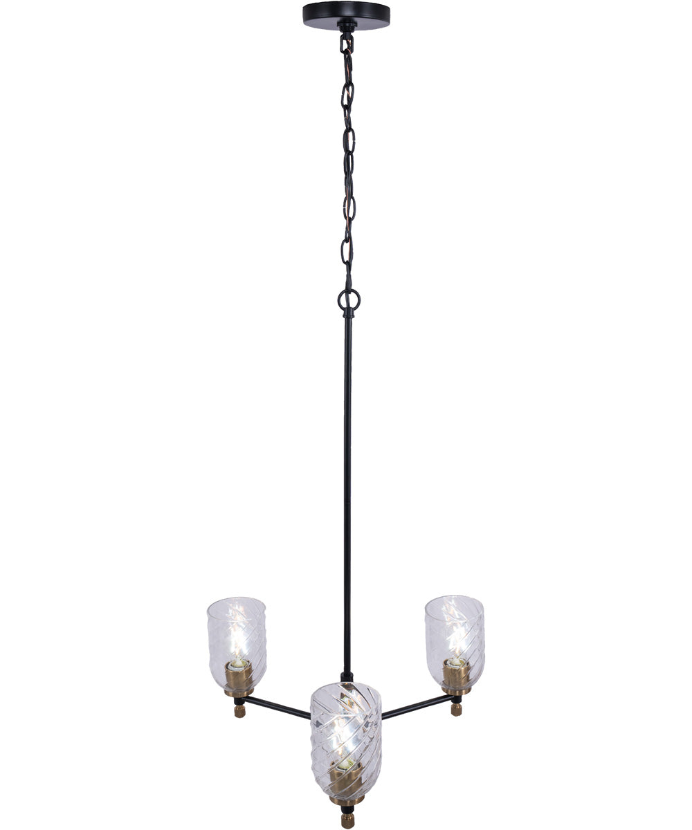Council 3-Light Lighting Flat Black/Satin Brass