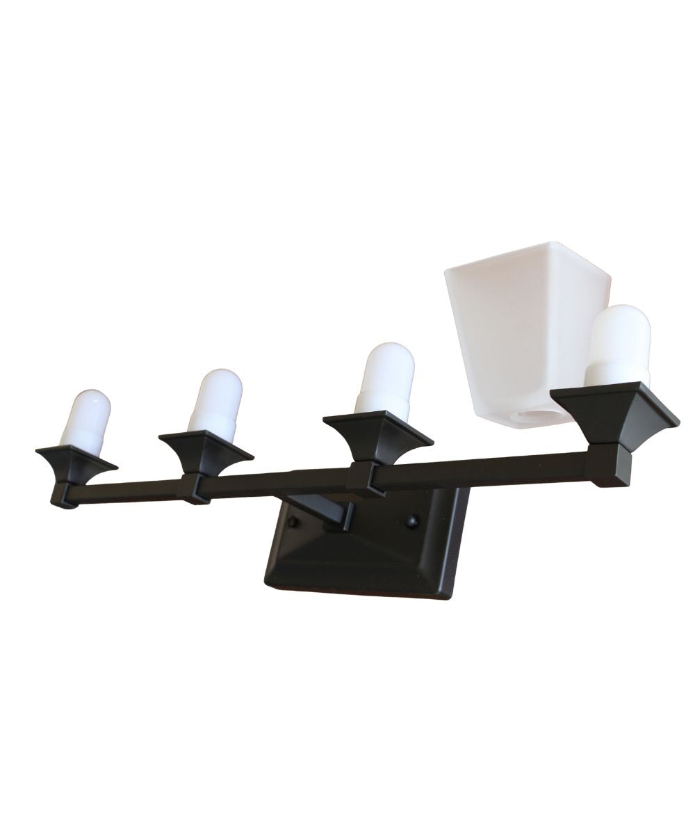 27"W 4-Light LED Bath Vanity Light Fixture Oil Rubbed Bronze Finish with Square Glass Shades